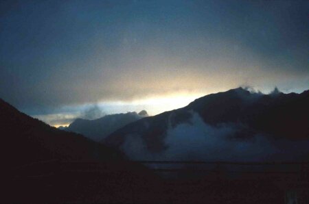 Sonnenuntergang bei der Moraret-H&uuml;tte 